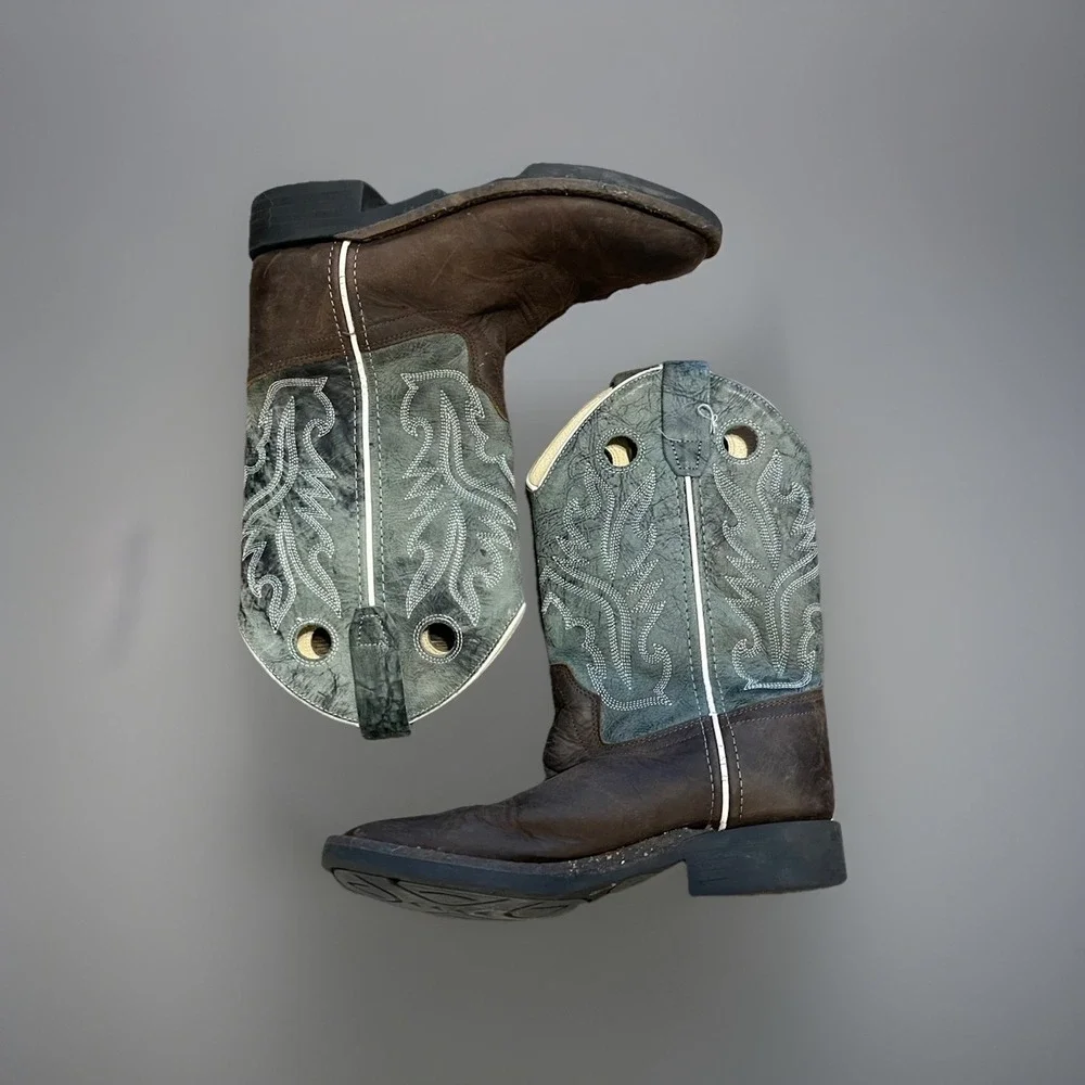Old West Teal‎ Unisex Western Cowboy Boots Size 020 BSC1884